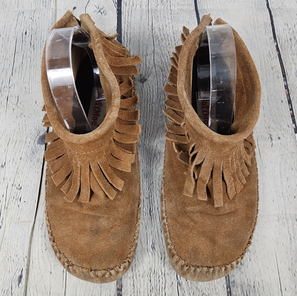 SOFTMOC | heel zip fringe suede leather moccasin - Picture 2 of 10